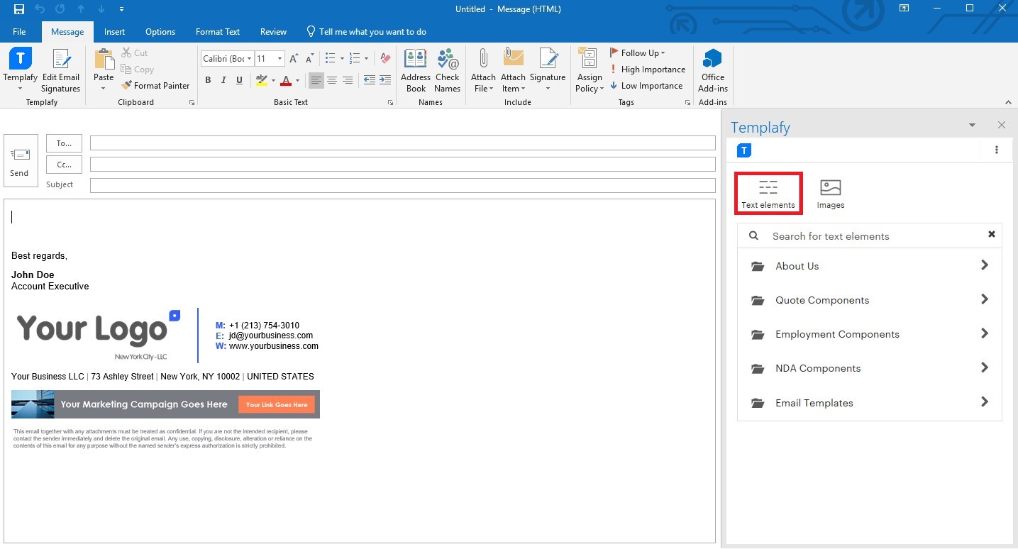 how to add text box in outlook email