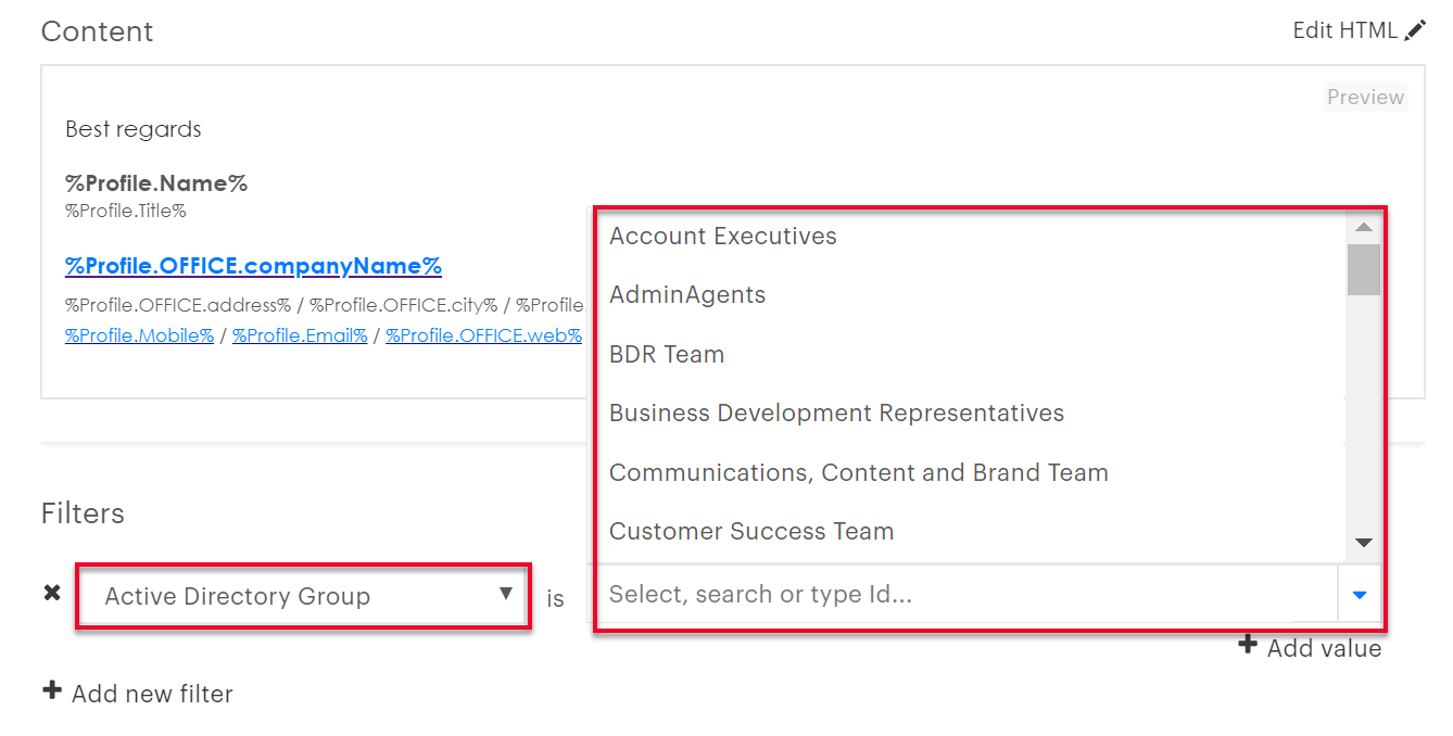 How to setup filters for email signatures and email campaigns