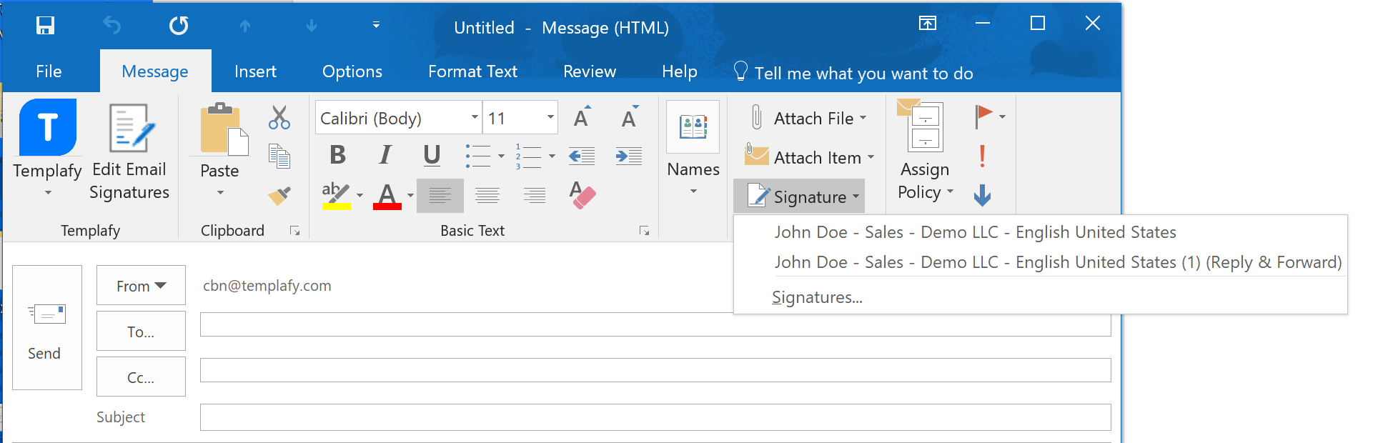 Email signature name in Outlook – Templafy One